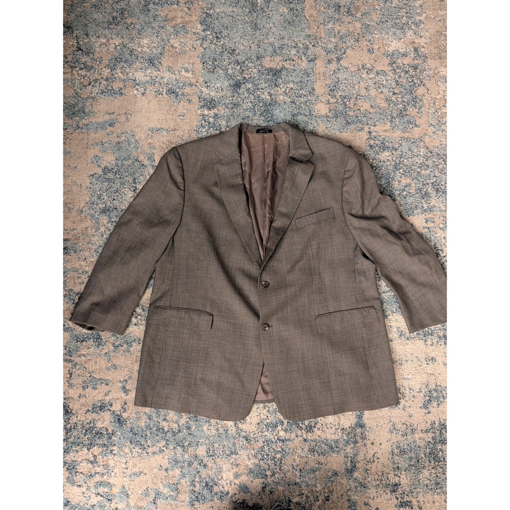 Hart Schaffner Marx Mens Glen Plaid Suit Brown 2 Button Blazer Cuffed Pants USA - Picture 2 of 11
